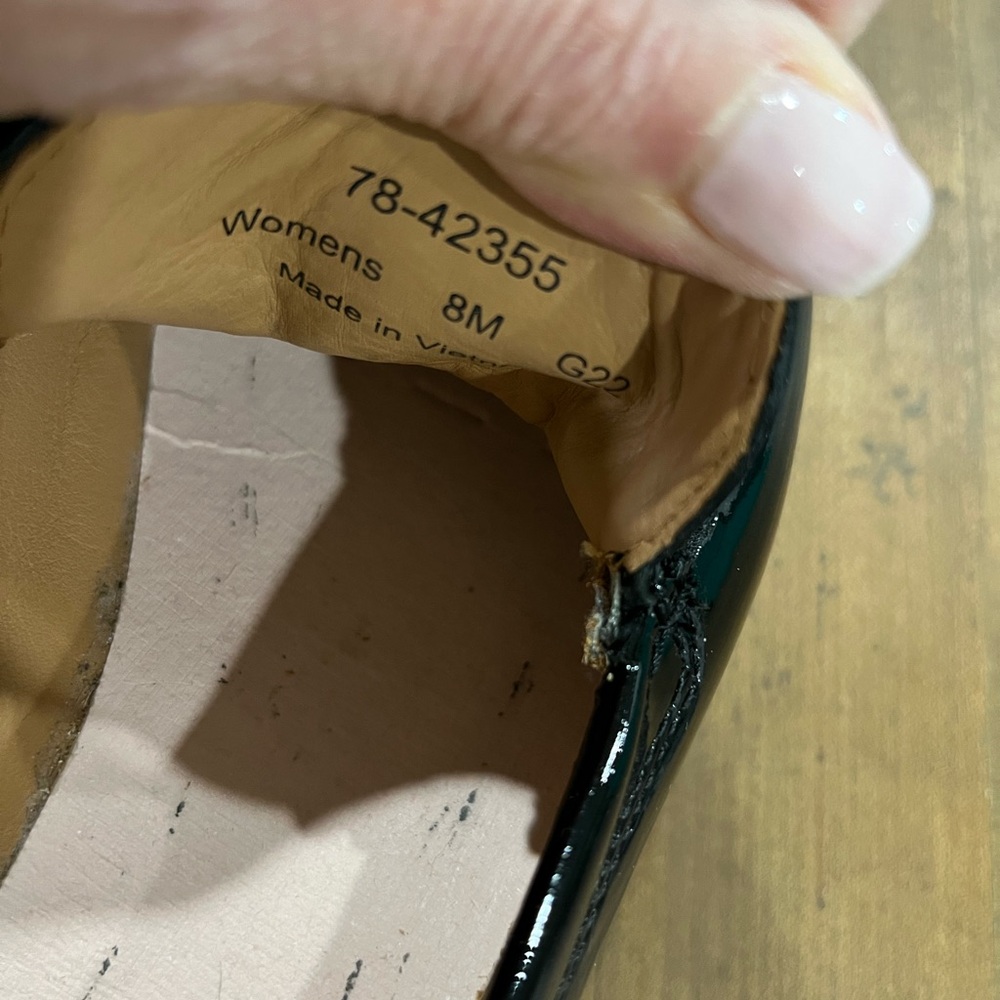 Johnston & Murphy Black Patent Loafers with Gray Platform Sole - Picture 10 of 11